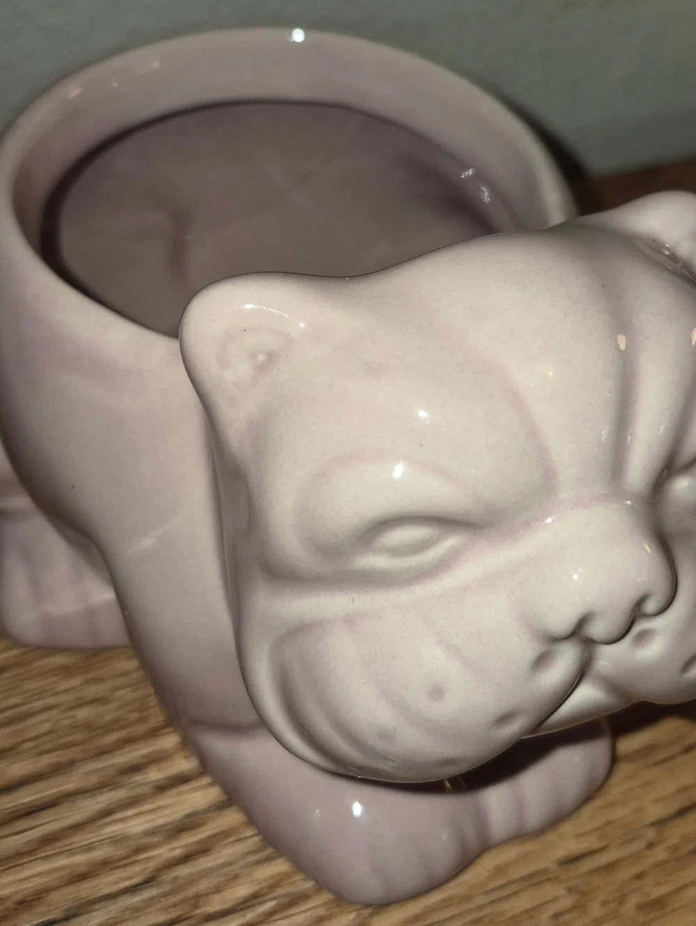 English Bulldog Planter, Light Pink - Picture 3 of 4